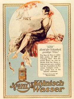 4711 Echt Kölnisch Wasser historische Werbeplakat mit Text "4711 dient der SChönheit gnüdige Frau"