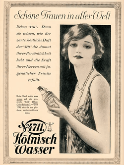 4711 Echt Kölnisch Wasser historische Werbeplakat mit Text "Schöne Frauen in aller Welt"